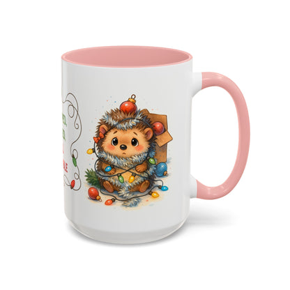 Wrapped Tangled Still Adorable Mug – Cute Hedgehog Christmas 15oz Cup