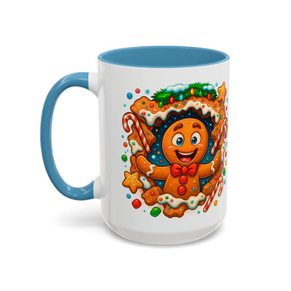 Gingerbread Christmas Mug – Cute 15oz Holiday Coffee Cup with Candy Canes