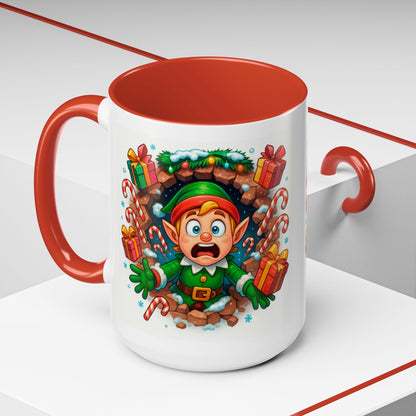 Christmas Elf Mug – Funny 15oz Holiday Coffee Cup with Candy Canes & Gifts