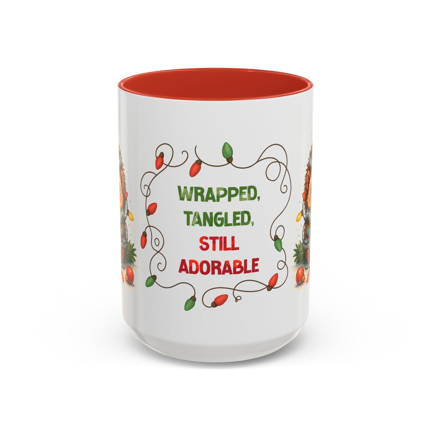 Wrapped Tangled Still Adorable Mug – Cute Hedgehog Christmas 15oz Cup