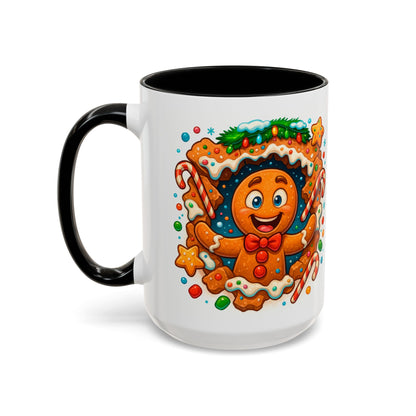 Gingerbread Christmas Mug – Cute 15oz Holiday Coffee Cup with Candy Canes