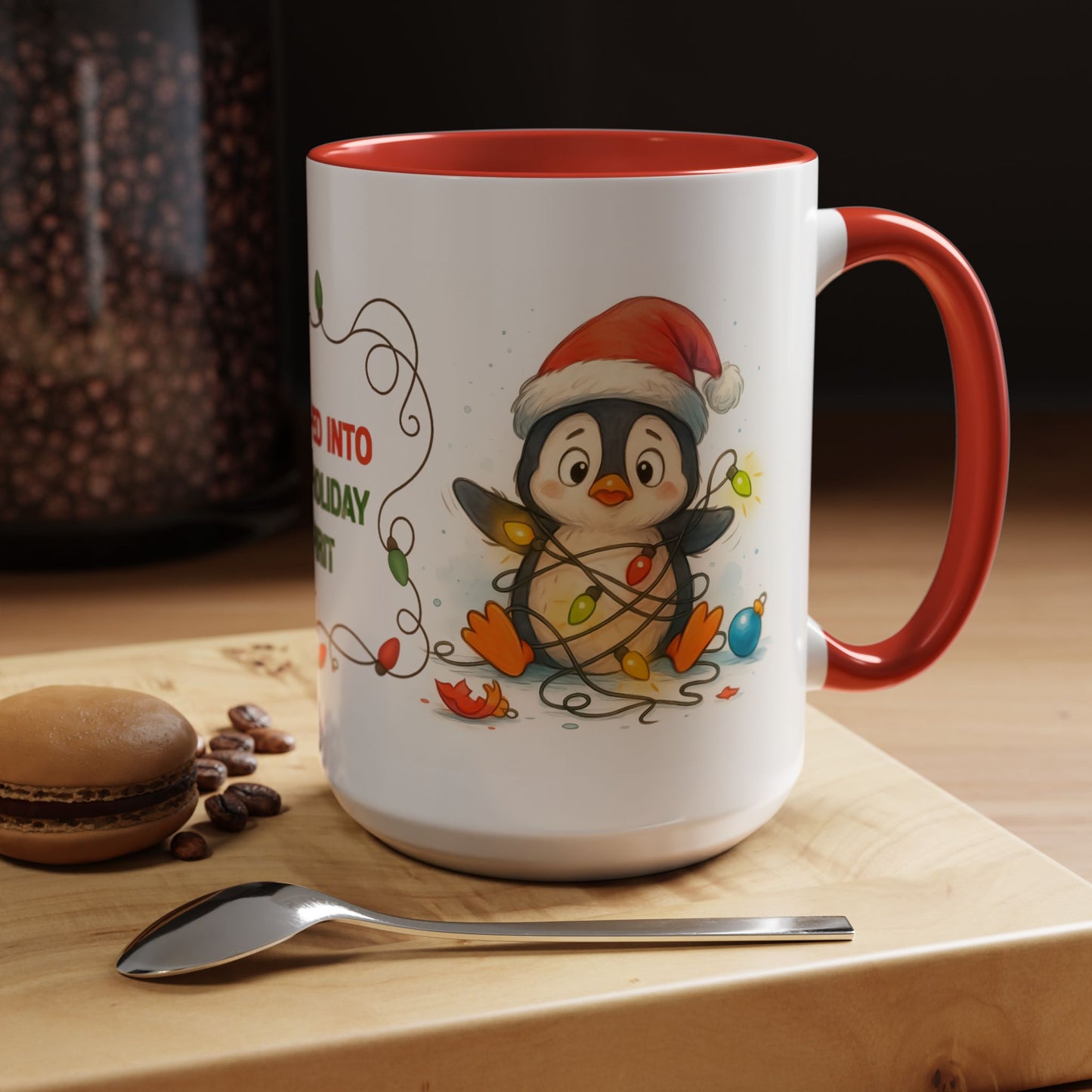 Slipped Into the Holiday Spirit Mug – Cute Penguin Christmas 15oz Cup