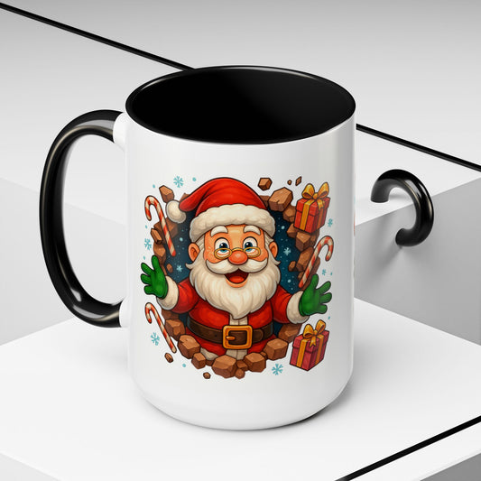 Festive Santa Coffee Mug | Christmas Gift, Holiday Drinkware, Stocking Stuffer, Winter Wonderland, Santa Lover's Mug