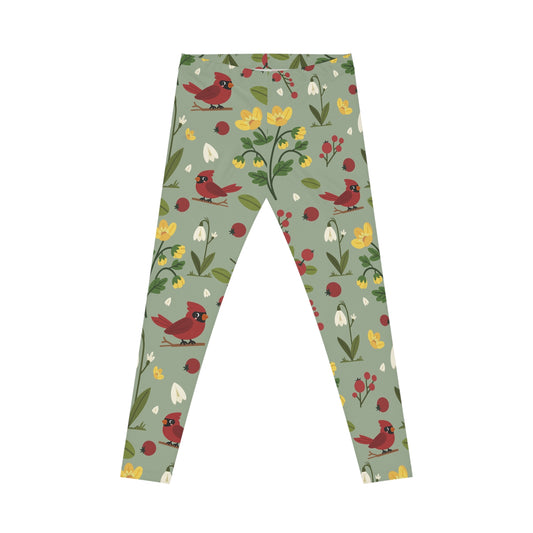 Nature-Inspired Women’s Leggings – Bird & Floral Print Yoga Pants