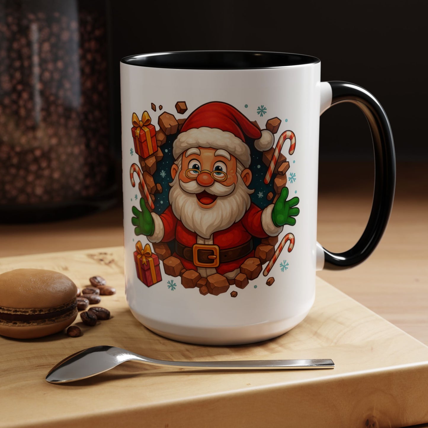 Festive Santa Coffee Mug | Christmas Gift, Holiday Drinkware, Stocking Stuffer, Winter Wonderland, Santa Lover's Mug