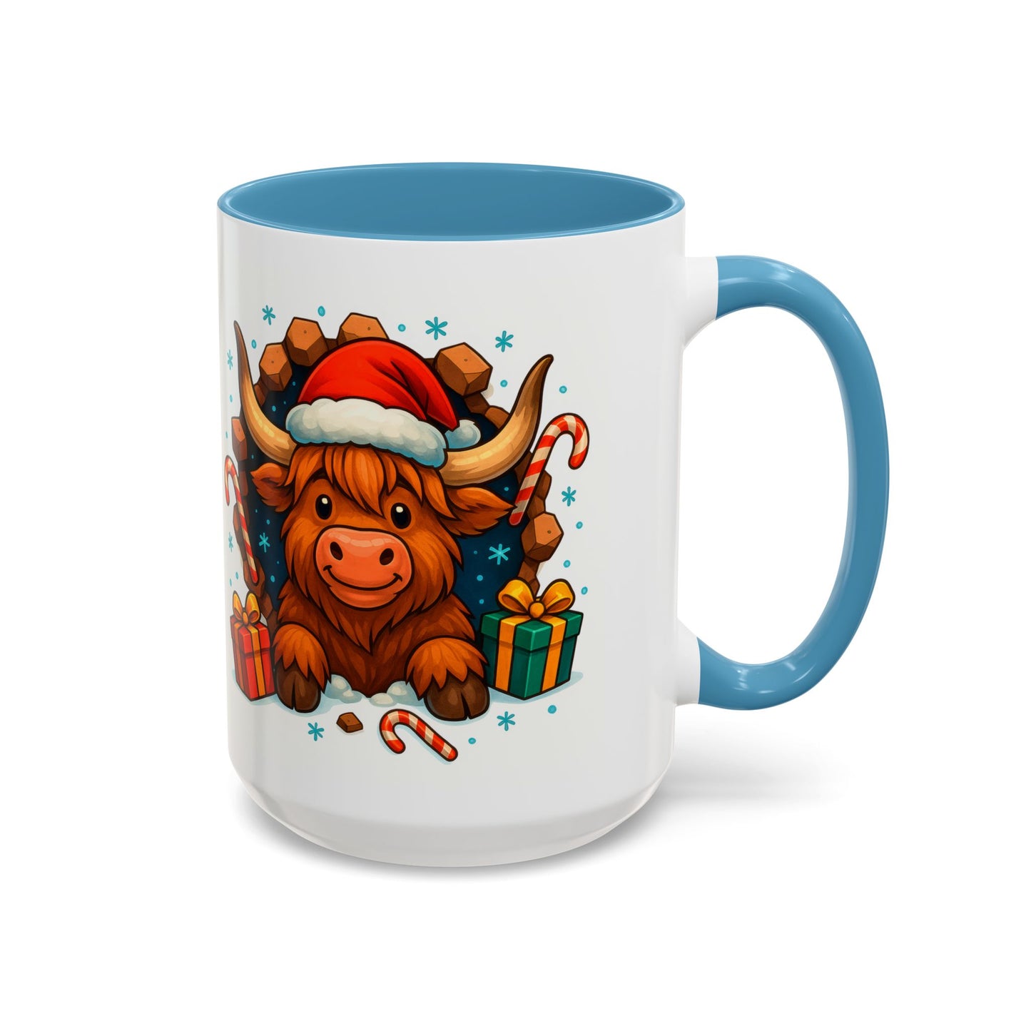Christmas Highland Cow Mug – Cute 15oz Holiday Coffee Cup with Santa Hat & Gifts