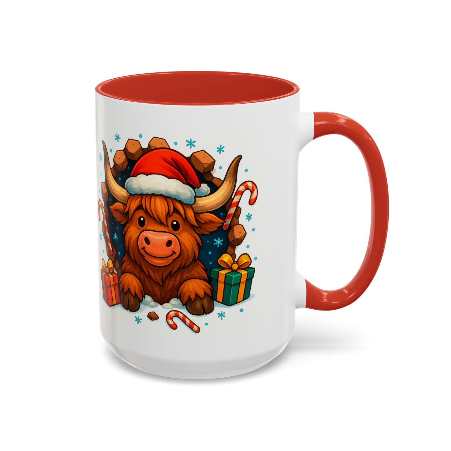 Christmas Highland Cow Mug – Cute 15oz Holiday Coffee Cup with Santa Hat & Gifts