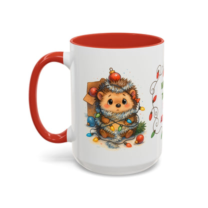 Wrapped Tangled Still Adorable Mug – Cute Hedgehog Christmas 15oz Cup