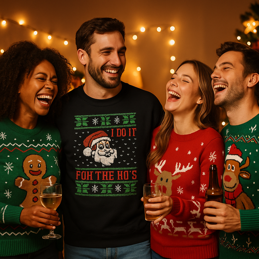 Christmas Humor Sweatshirt: "I Do It for the Ho's"